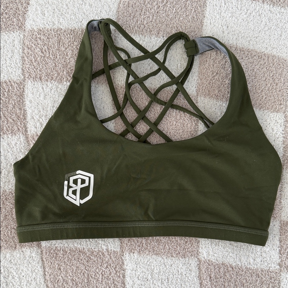 Born Primitive Olive Green Crisscross Sports Bra